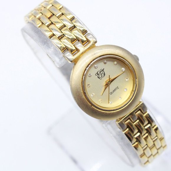 Vintage EJ Watch Womens Gold Tone Stainless Steel Classic Round Dial 90s - Picture 1 of 8